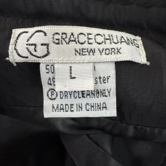 Grace Chuang ruffled evening jacket dramatic collar black & silver gray  Large - Picture 7 of 9